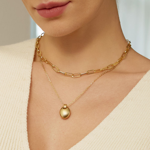 18"+2" Ania Haie Gold-Plated Sterling Silver Oval Charm Necklace