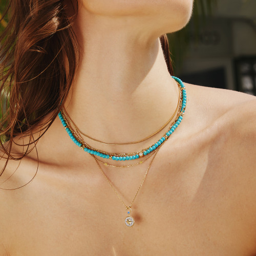 15"+3" Ania Haie Gold-Plated Sterling Silver Simulated Turquoise Necklace
