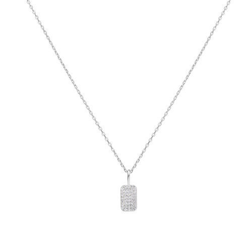 17"+2" Ania Haie Rhodium-Plated Sterling Silver Pave Pendant Necklace