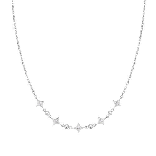 15"+2" Ania Haie Rhodium-Plated Sterling Silver Sparkling Star Station Necklace