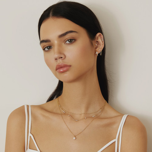 15"+2" Ania Haie Gold-Plated Sterling Silver Cubic Zirconia Station Necklace