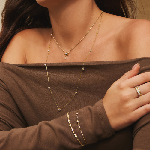 16"+2" Ania Haie Gold-Plated Sterling Silver Sparkling Star Drop Necklace