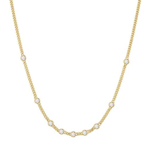 16"+2" Ania Haie Gold-Plated Sterling Silver Station Round Stone Chain Necklace