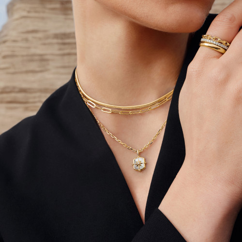 17"+2" Ania Haie Gold-Plated Sterling Silver Colour-Block Star Necklace