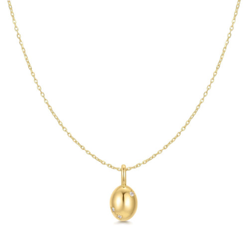 17"+2" Ania Haie Gold-Plated Sterling Silver Floral Oval Pendant Necklace