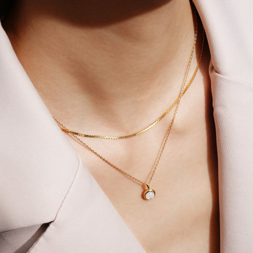 17"+2" Ania Haie Gold-Plated Sterling Silver Mother of Pearl Pendant Necklace