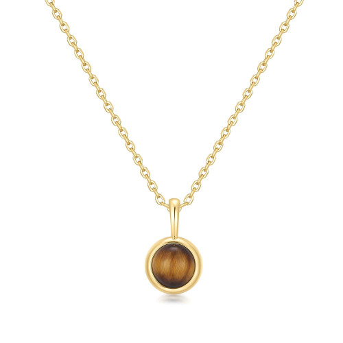 17"+2" Ania Haie Gold-Plated Sterling Silver Tiger Eye Pendant Necklace