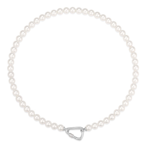 Ania Haie Rhodium-Plated Sterling Silver Lobster Clasp Simulated Pearl Necklace