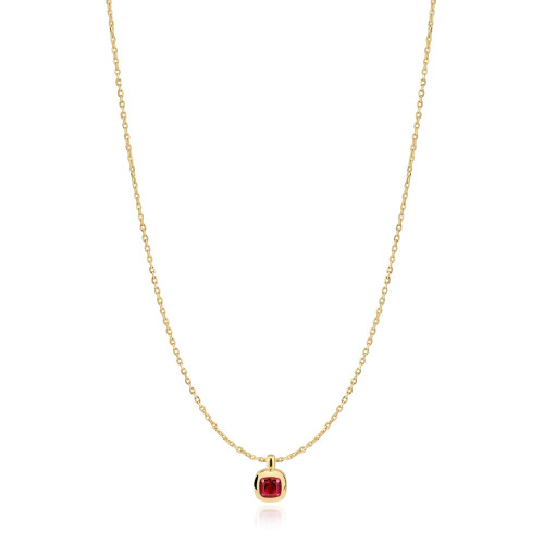 16"+2" Ania Haie Gold-Plated Sterling Silver Crimson Solitaire Necklace