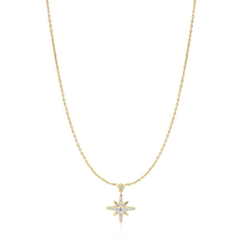 16"+2" Ania Haie Gold-Plated Sterling Silver Sparkling Nova Star Necklace