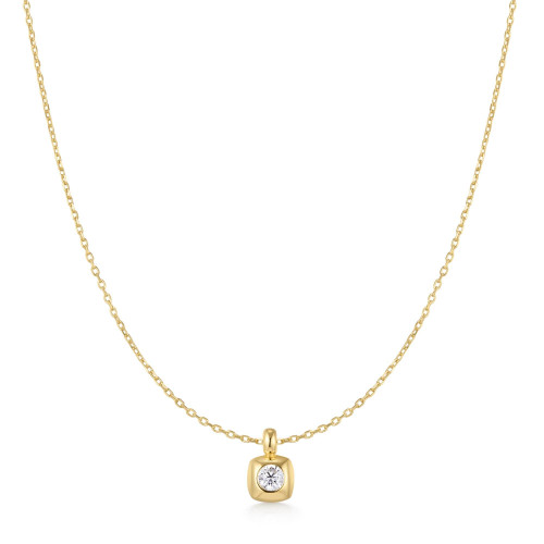 16"+2" Ania Haie Gold-Plated Sterling Silver Modern Bezel-Set Solitaire Necklace