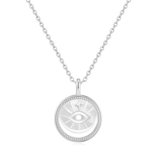 18"+2" Ania Haie Rhodium-Plated Sterling Silver Evil Eye Medallion Necklace