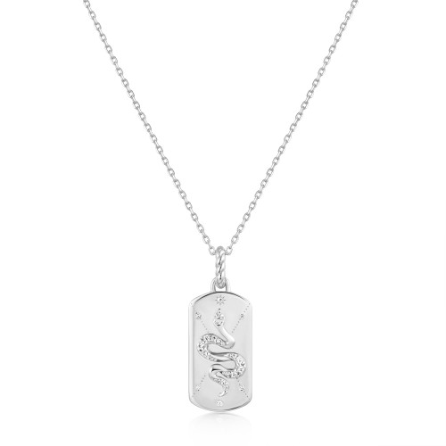 17"+2" Ania Haie Rhodium-Plated Sterling Silver Serpent Necklace