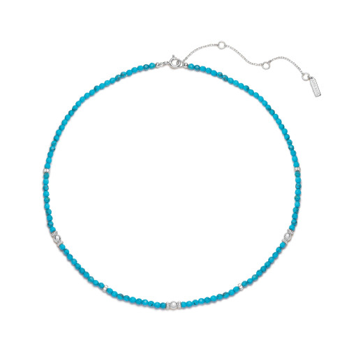 15"+3" Ania Haie Rhodium-Plated Sterling Silver Beaded Necklace