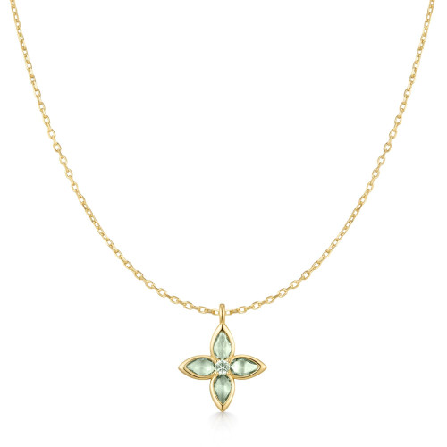 18"+2" Ania Haie Gold-Plated Sterling Silver Mint Green Lucky Clover Necklace