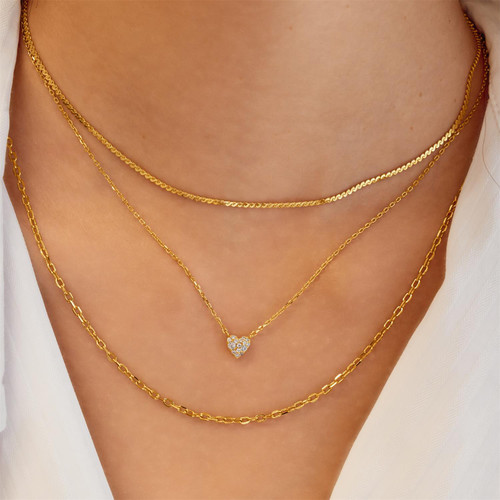16"+3" Ania Haie Gold-Plated Sterling Silver Pave Heart Necklace