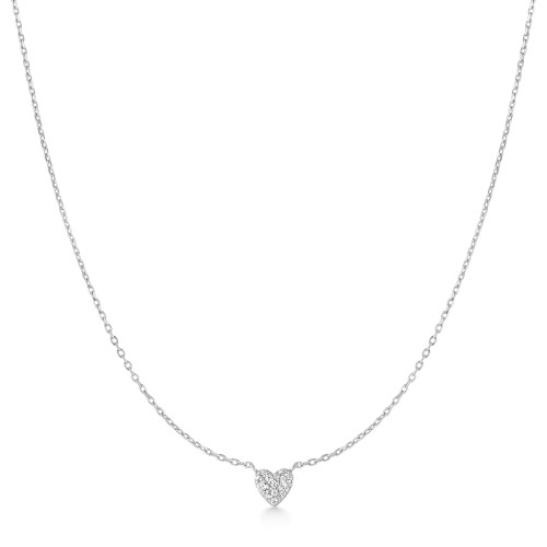 16"+3" Ania Haie Rhodium-Plated Sterling Silver Pave Heart Necklace