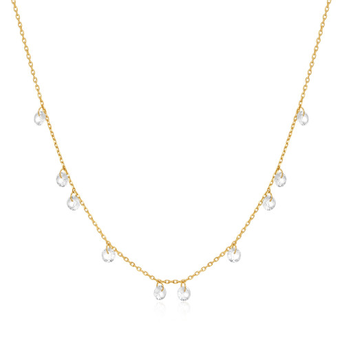 16"+3" Ania Haie Gold-Plated Sterling Silver Droplet Station Necklace