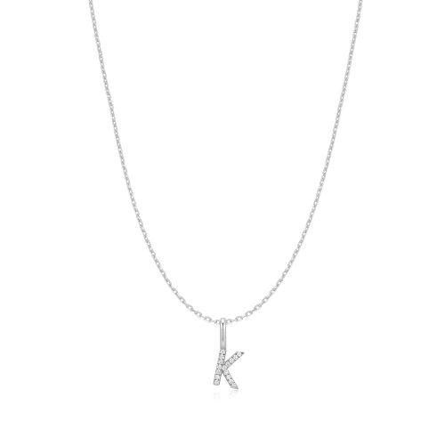 16"+3" Ania Haie Rhodium-Plated Sterling Silver Letter K Initial Necklace