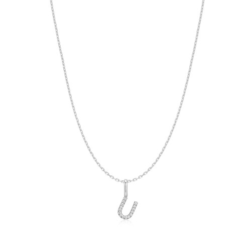 16"+3" Ania Haie Rhodium-Plated Sterling Silver Letter U Initial Necklace