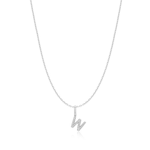 16"+3" Ania Haie Rhodium-Plated Sterling Silver Letter W Initial Necklace