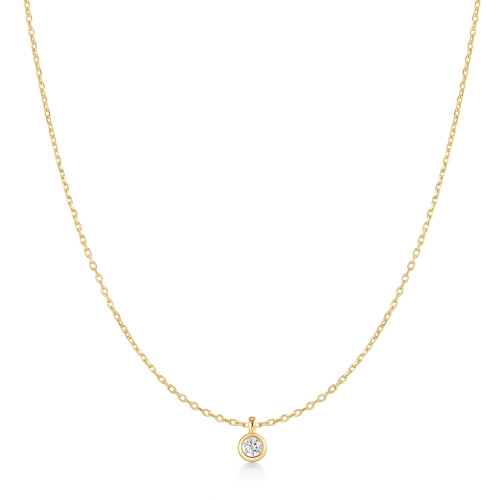 16"+3" Ania Haie Gold-Plated Sterling Silver Bezel-Set Solitaire Necklace