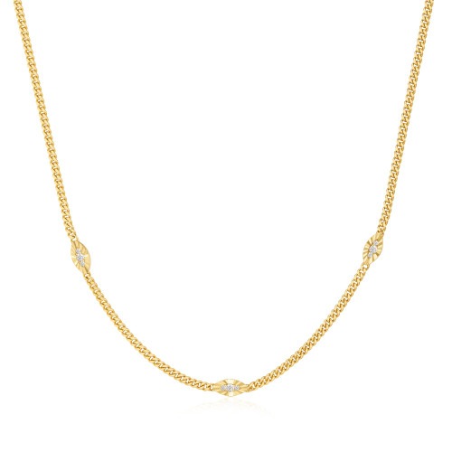 15"+3" Ania Haie Gold-Plated Sterling Silver Evil Eye Station Necklace