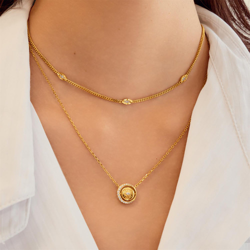 15"+3" Ania Haie Gold-Plated Sterling Silver Evil Eye Station Necklace