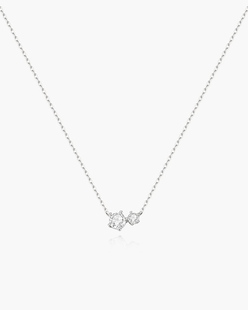 16"+2" Ania Haie Rhodium-Plated Sterling Silver Prong Set Duo Necklace