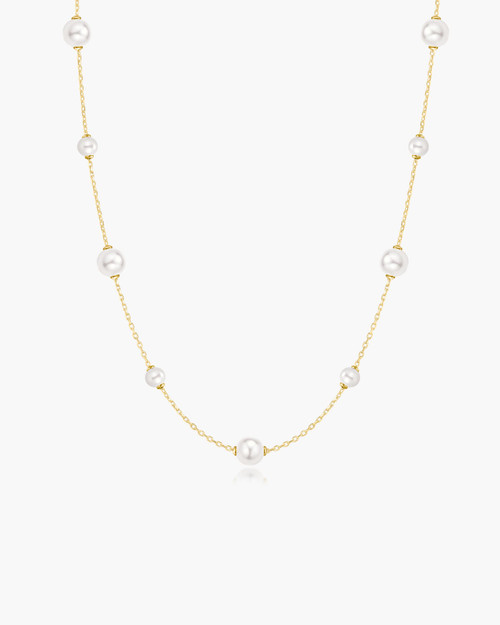 Ania Haie Gold-Plated Sterling Silver Alternating Simulated Pearl Station Necklace