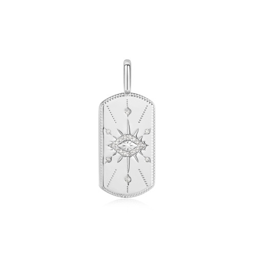 Ania Haie Rhodium-Plated Sterling Silver Evil Eye Tag Charm