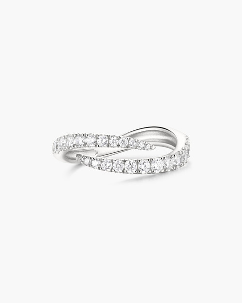 Ania Haie Rhodium-Plated Sterling Silver Spiral Pave Adjustable Ring