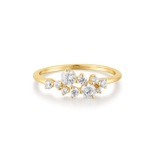Ania Haie Gold-Plated Sterling Silver Flower Cluster Pave Ring R058-02G