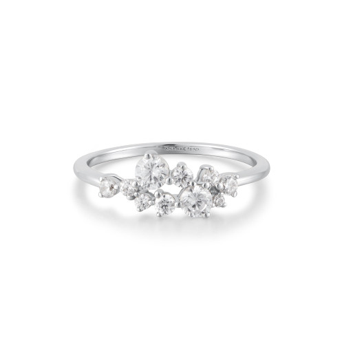 Ania Haie Rhodium-Plated Sterling Silver Flower Cluster Pave Ring R058-02H