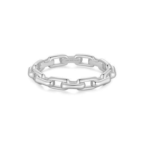 Ania Haie Rhodium-Plated Sterling Silver Paper Clip Link Ring R067-01H