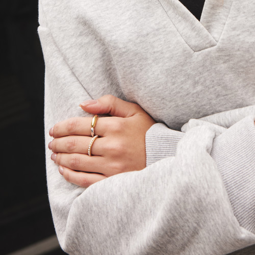 Ania Haie Two-Tone Plated Sterling Silver Segmented Puffy Ring R069-04T