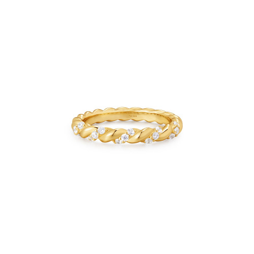 Ania Haie Gold-Plated Sterling Silver Sparkle Twisted Ring R075-01G