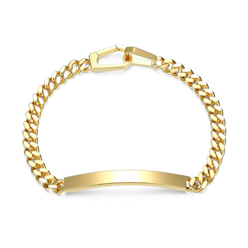 Men's 7.5" ID Yellow Gold-Plated Sterling Silver Cowboy Chain Bracelet by ETHOS - UB0028