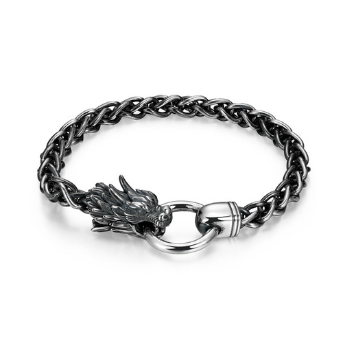 Mens Dark Reign Oxidized-Finish Sterling Silver Bracelet by ETHOS - UB0043