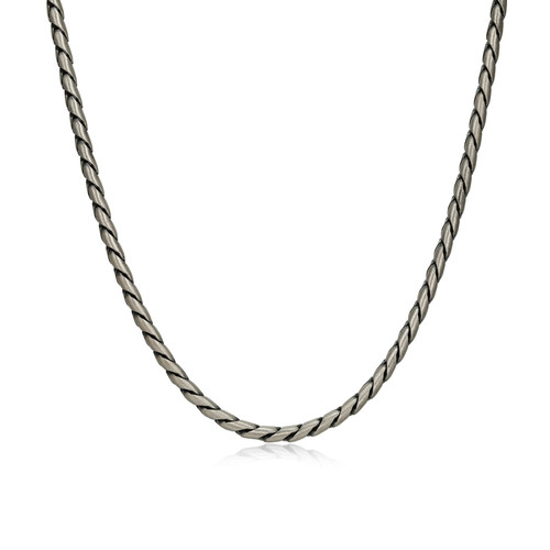 Men's 20" Italian Chain Gunmetal-Finish Sterling Silver Cuban Chain Necklace by ETHOS - UN0036