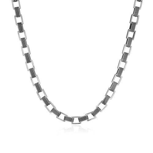 Men's 22" Ridge Oxidized Sterling Silver Necklace by ETHOS - UN0077