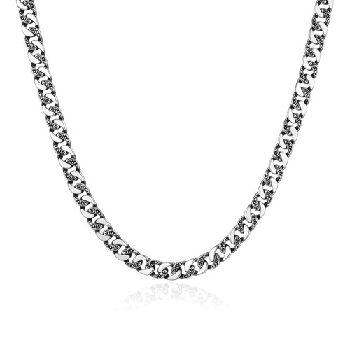 Men's 22" Chisel Oxidized Sterling Silver Necklace by ETHOS - UN0086