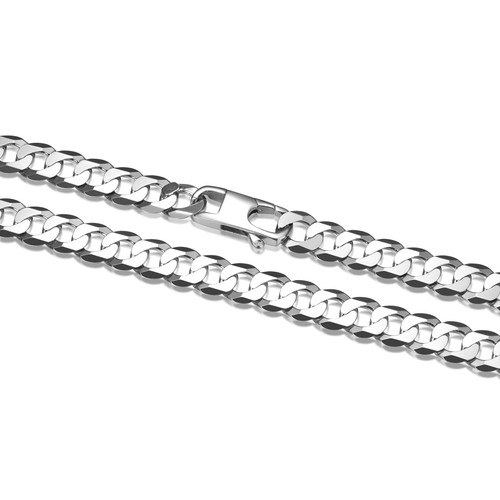 Men's 24" Italian Chain Rhodium-Plated Sterling Silver Curb Chain Necklace by ETHOS - UN3324