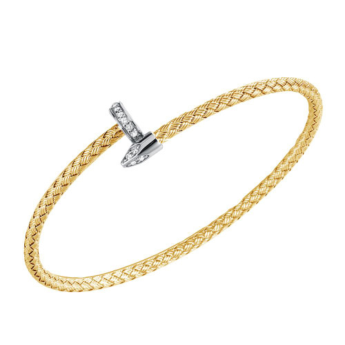 Charles Garnier 3mm Cuffs Gold/Rhodium-Plated Sterling Silver Cubic Zirconia Cuff Bracelet BMC8303YWZ