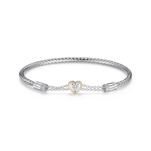 Charles Garnier True Two-Tone Sterling Silver & 14K Gold Diamond Bangle Bracelet CB0053