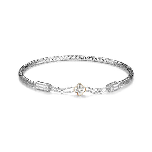 Charles Garnier True Two-Tone Sterling Silver & 14K Gold Diamond Bangle Bracelet CB0055