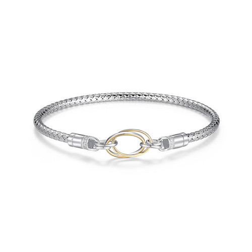 Charles Garnier True Two-Tone Sterling Silver & 14K Gold Diamond Bangle Bracelet CB0056