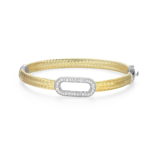Charles Garnier Prestine Gold/Rhodium-Plated Sterling Silver Cubic Zirconia Bangle Bracelet CB0181