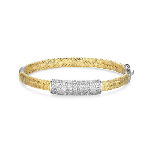 Charles Garnier Prestine Gold/Rhodium-Plated Sterling Silver Cubic Zirconia Bangle Bracelet CB0185