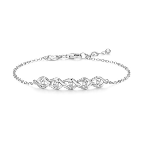 Charles Garnier Windsor Rhodium-Plated Sterling Silver Lab-Created White Sapphire Bracelet CB0189